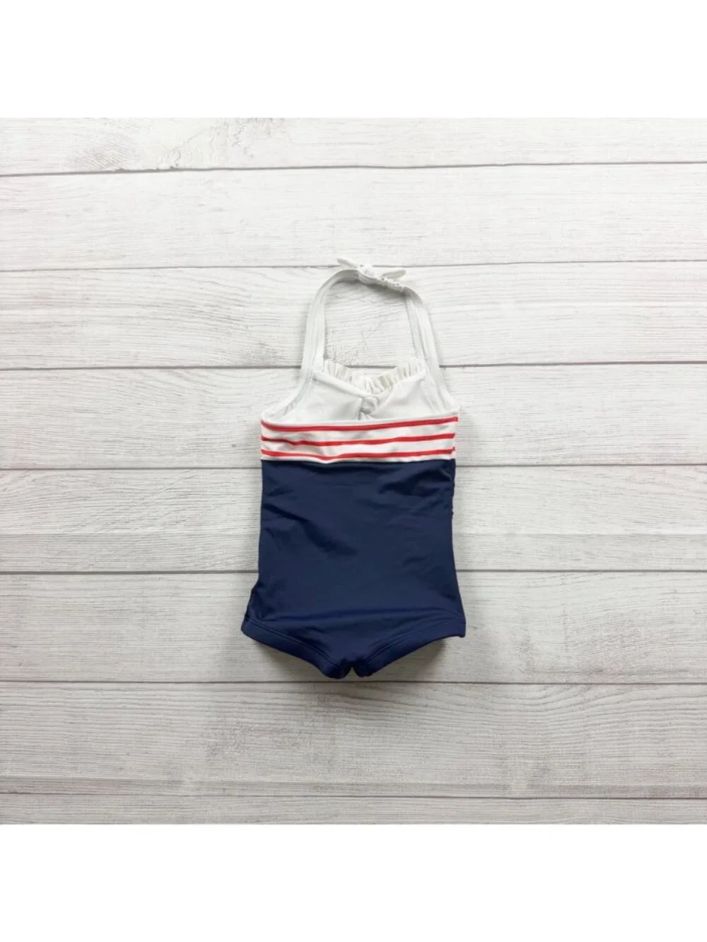 Janie And Jack Girls Navy White Red Sailor Striped One Piece Swimsuit 2T